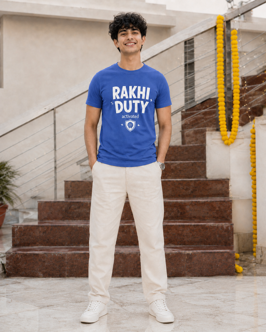 Rakhi Duty / Chaos Duty Personalised Unisex T-Shirt - Regular Fit - Blue - product gallery