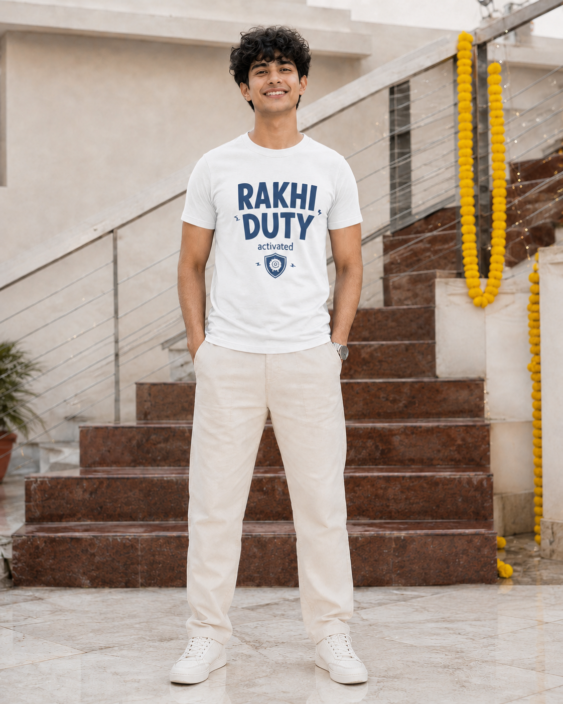 Rakhi Duty / Chaos Duty Personalised Unisex T-Shirt - Regular Fit - White - product gallery