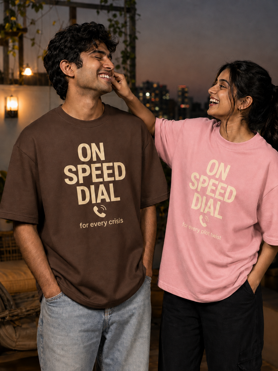 Speed Dial - Call Brother / Call Sister Personalised Unisex T-Shirt - Oversized - product gallery