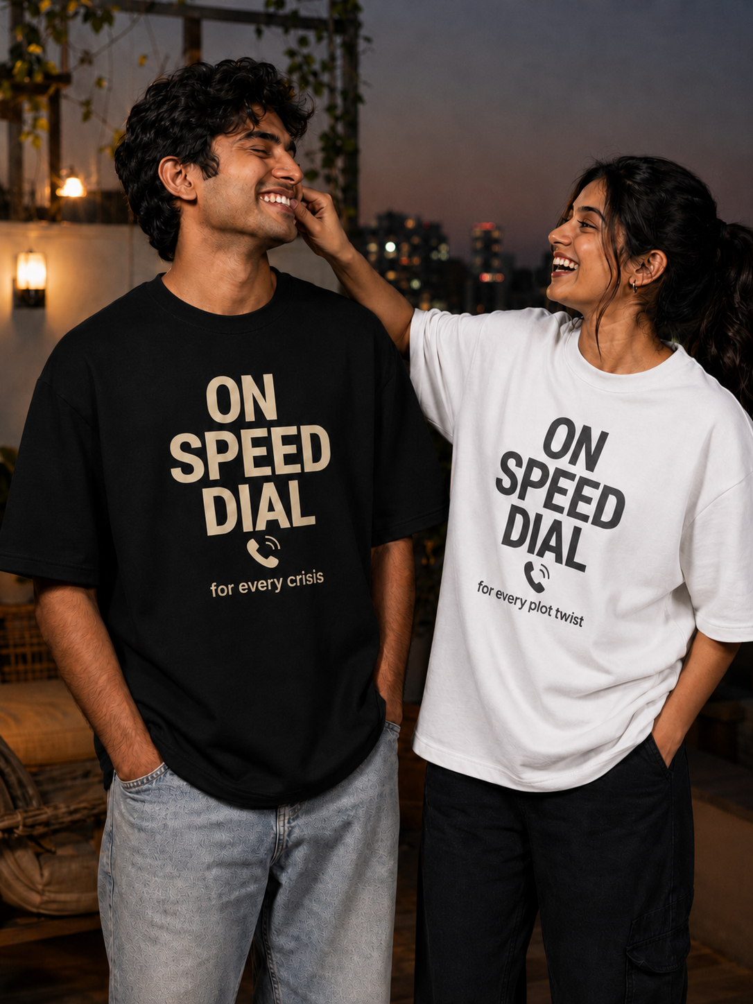 Speed Dial - Call Brother / Call Sister Personalised Unisex T-Shirt - Oversized - product gallery