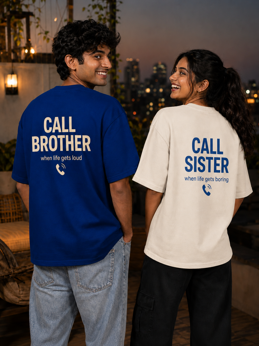 Speed Dial - Call Brother / Call Sister Personalised Unisex T-Shirt - Oversized - product gallery