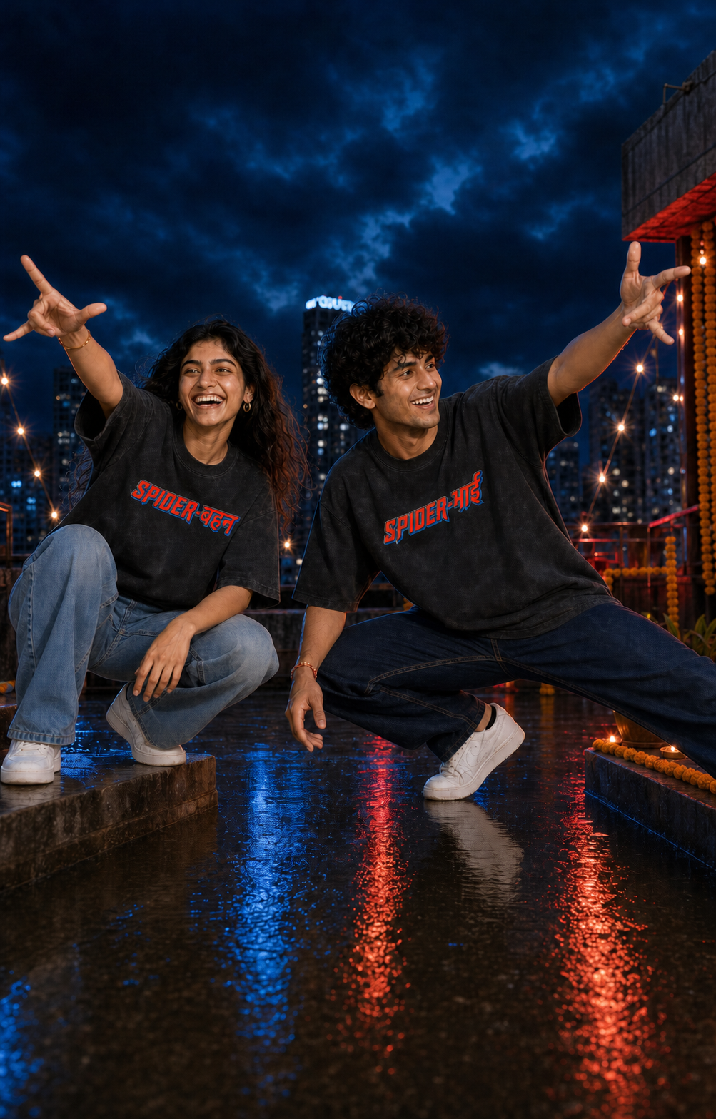 Spider Bhai (भाई) / Spider Behen (बहन) Personalised Unisex T-Shirt - Oversized - product gallery