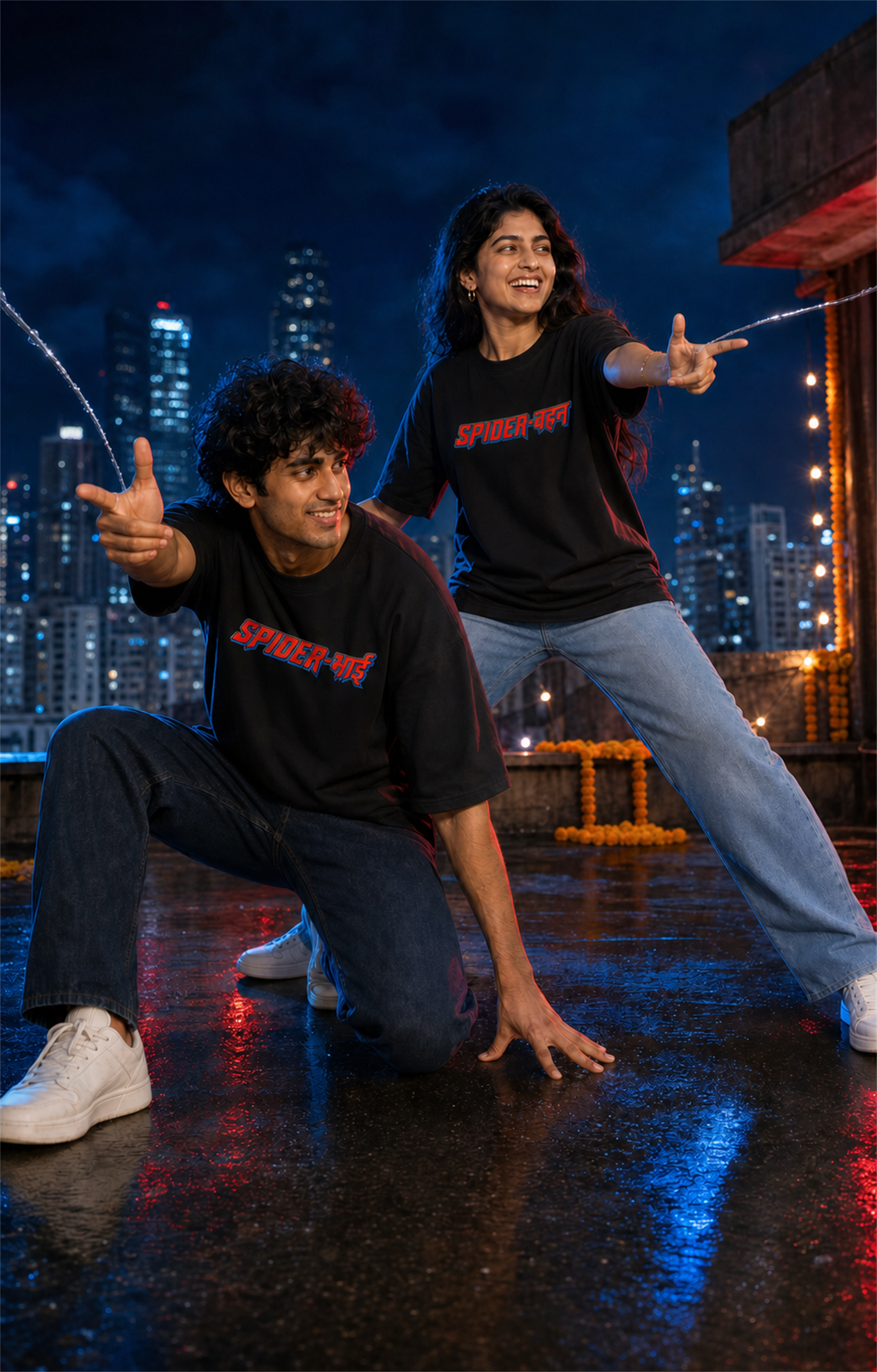 Spider Bhai (भाई) / Spider Behen (बहन) Personalised Unisex T-Shirt - Oversized - product gallery
