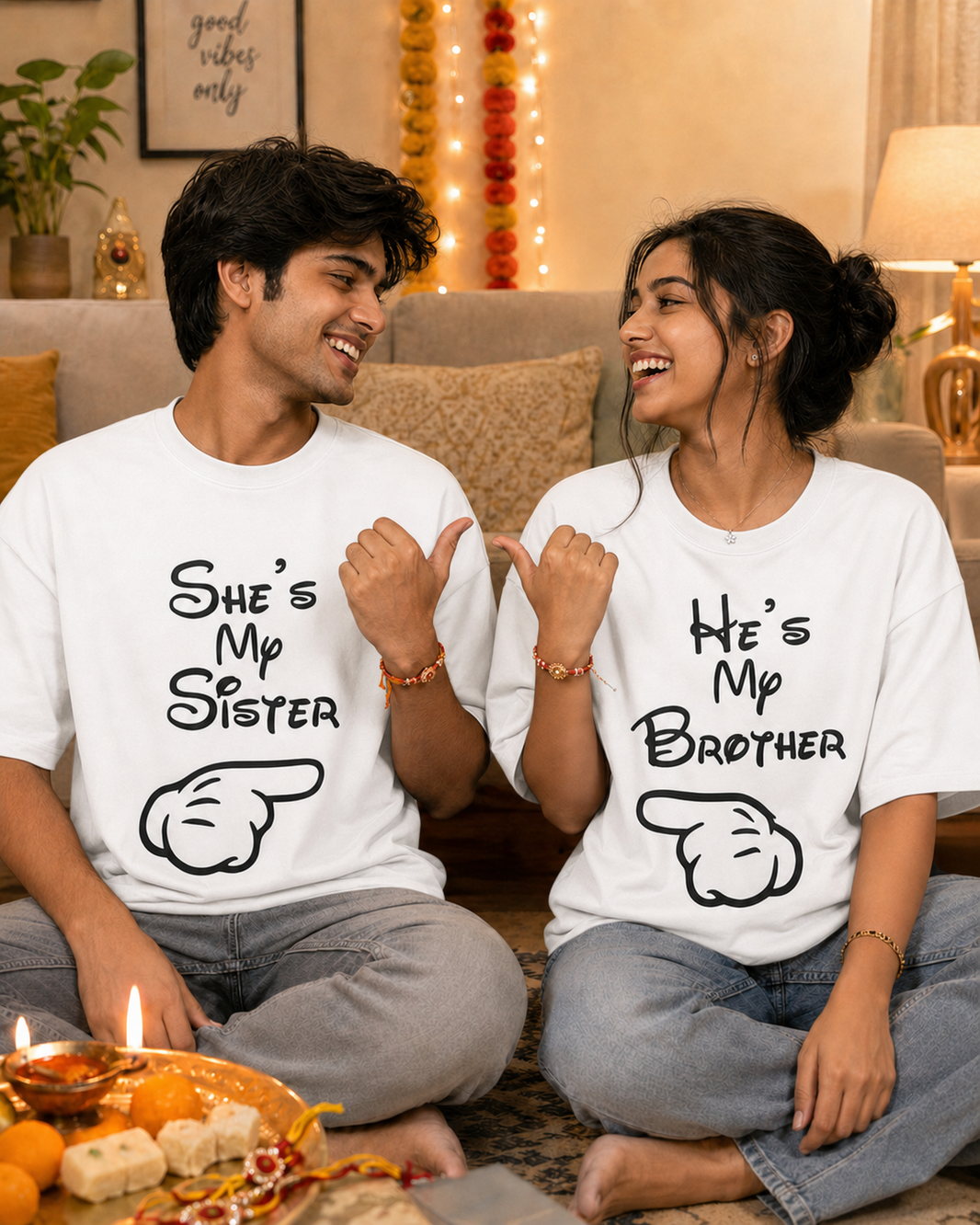 She's My Sister / He's My Brother Personalised Unisex T-Shirts - Matching Set - Oversized - featured view