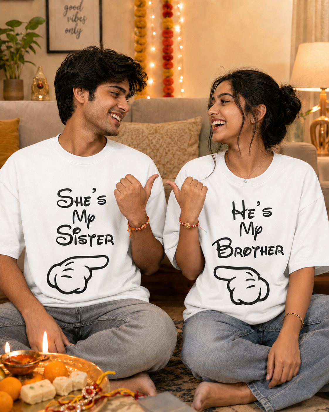 She's My Sister / He's My Brother Personalised Unisex T-Shirts - Matching Set - Oversized - featured view