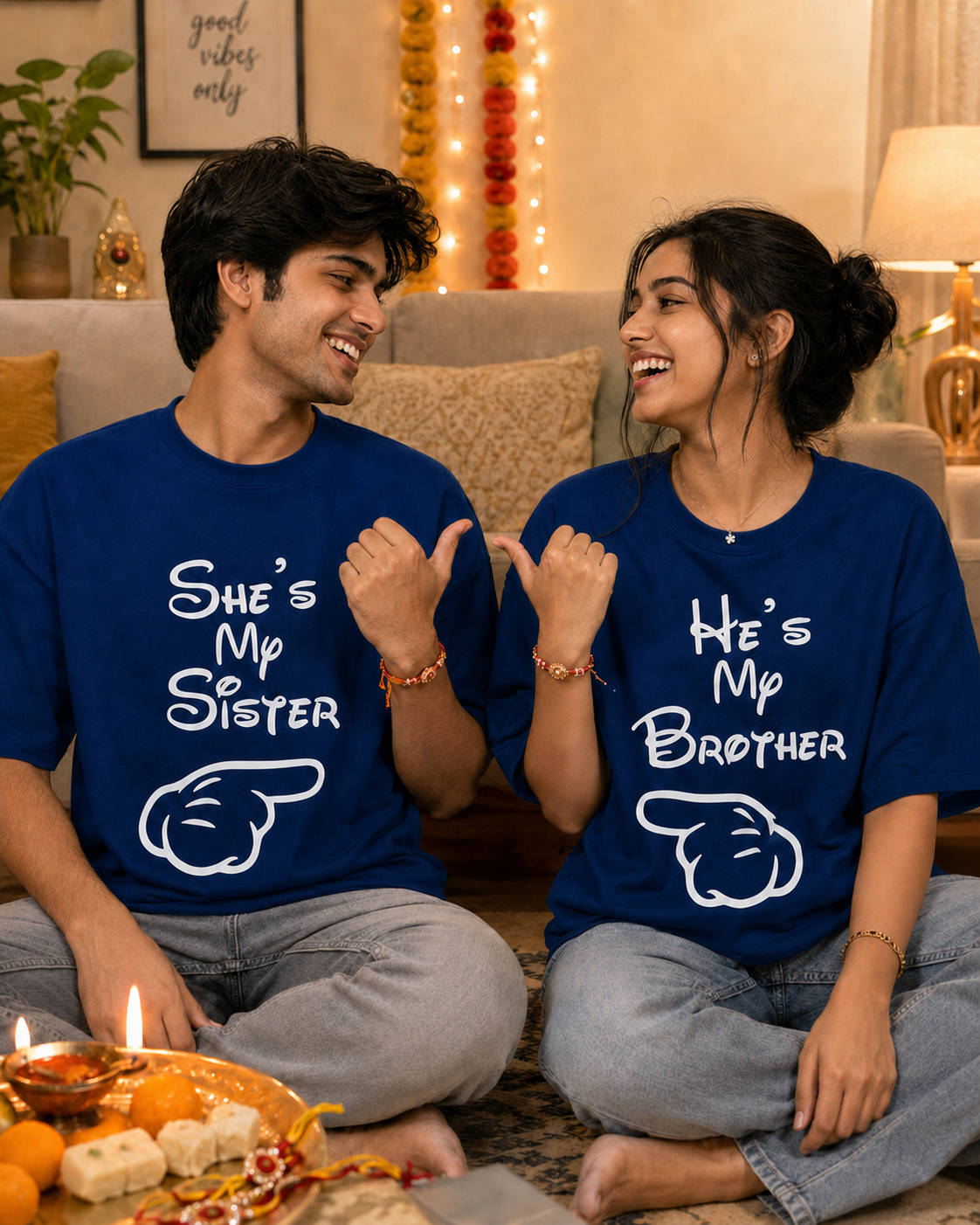 She's My Sister / He's My Brother Personalised Unisex T-Shirts - Matching Set - Oversized - product gallery