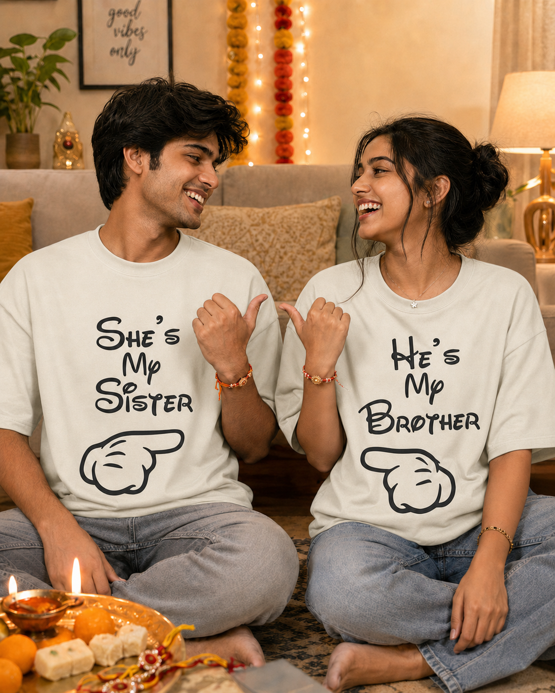 She's My Sister / He's My Brother Personalised Unisex T-Shirts - Matching Set - Oversized - product gallery