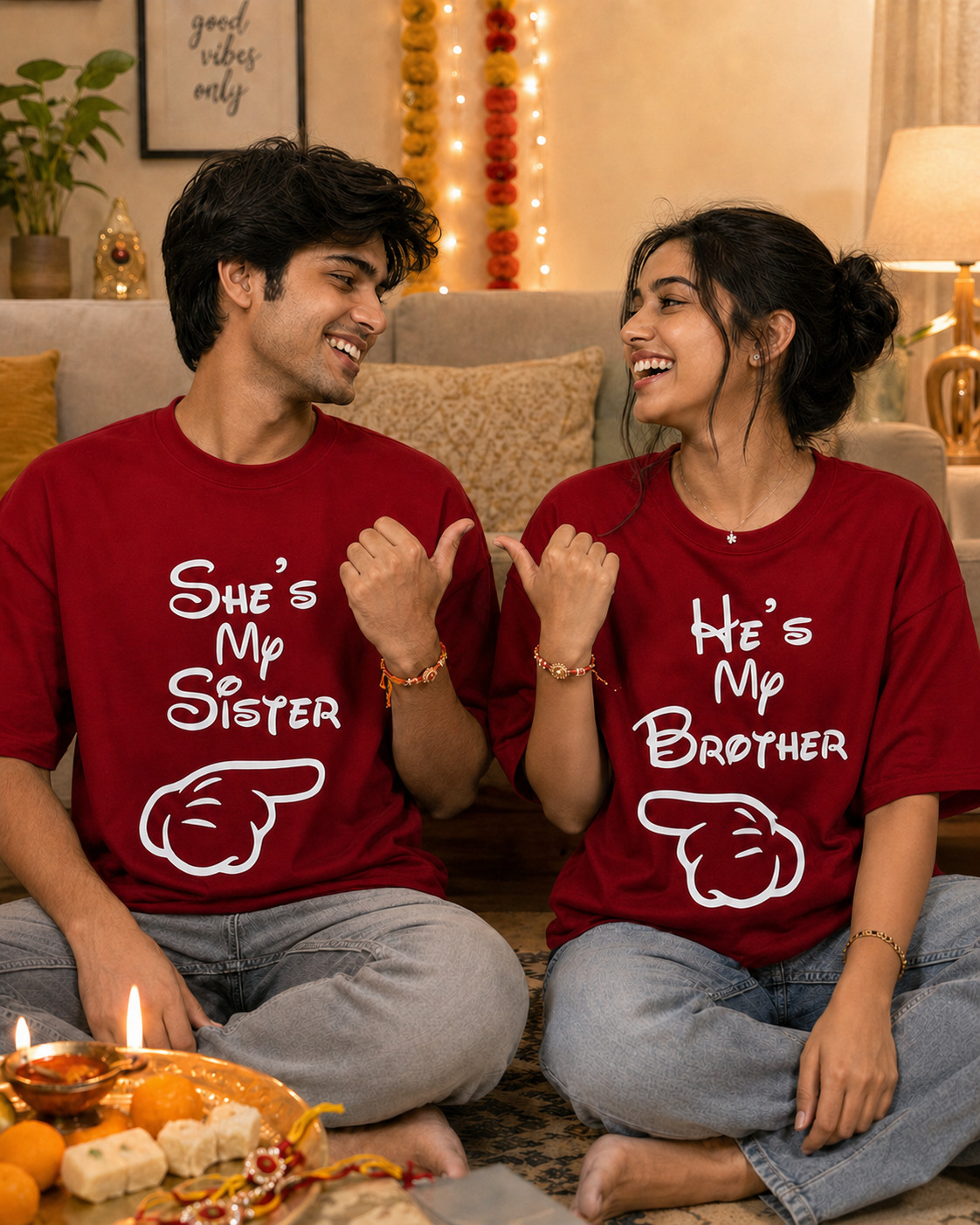 She's My Sister / He's My Brother Personalised Unisex T-Shirts - Matching Set - Oversized - product gallery