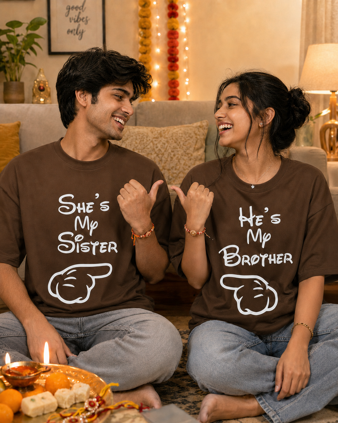 She's My Sister / He's My Brother Personalised Unisex T-Shirts - Matching Set - Oversized - product gallery