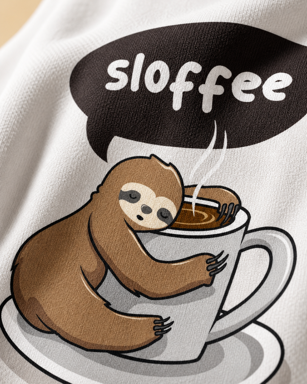 Sloffee Unisex Oversized Tee in white - closeup
