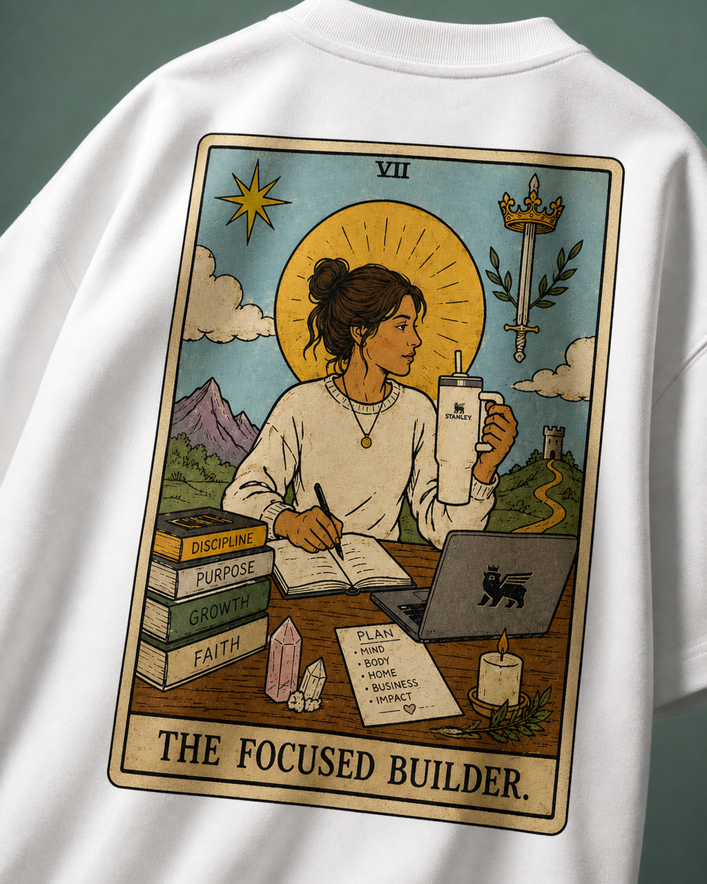 The Focused Builder Unisex Oversized Tee - back view