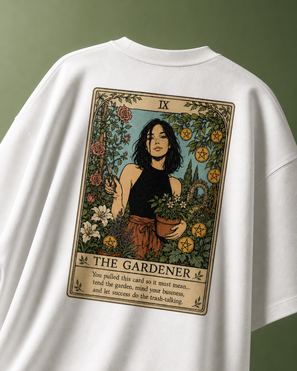 The Gardener Unisex Oversized Tee - back view