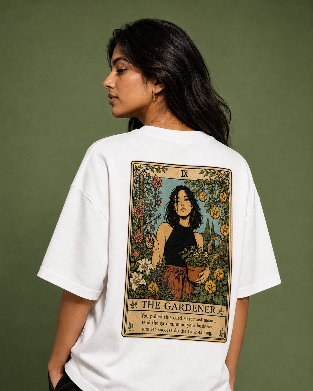 The Gardener Unisex Oversized Tee - back view