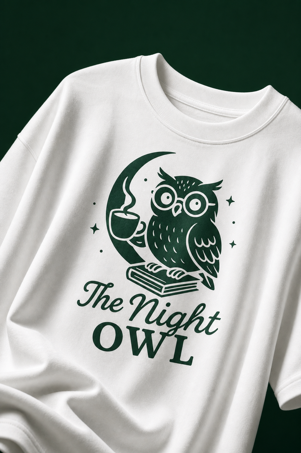 The Night Owl Unisex Oversized Tee in white - front