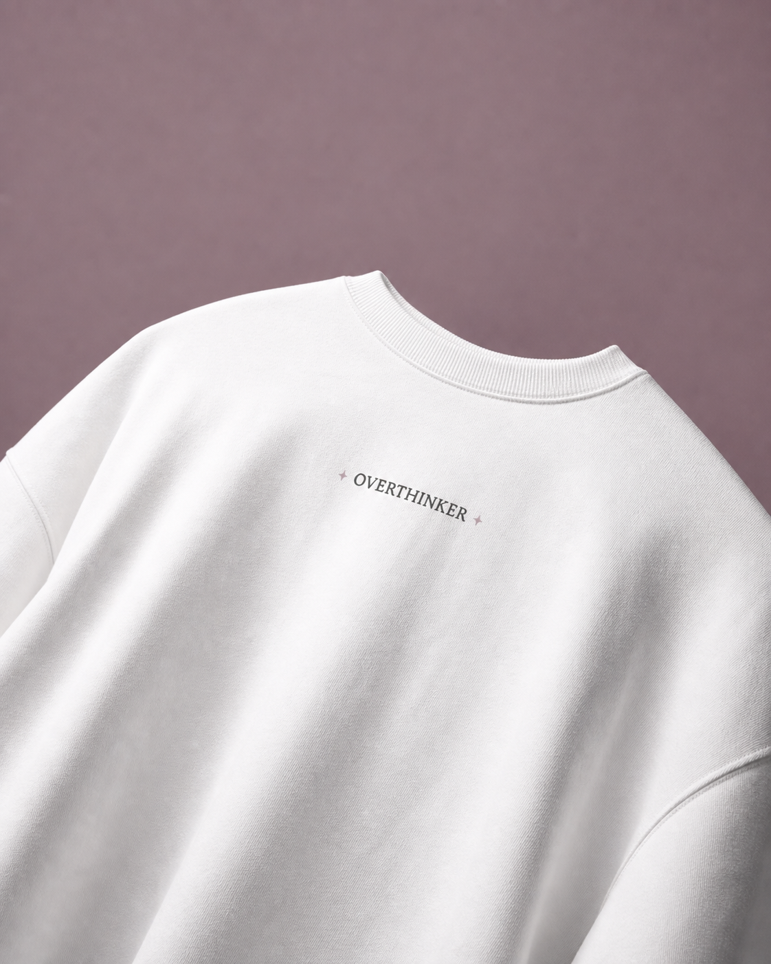 The Overthinker Backprint Unisex Oversized Tee in white - front