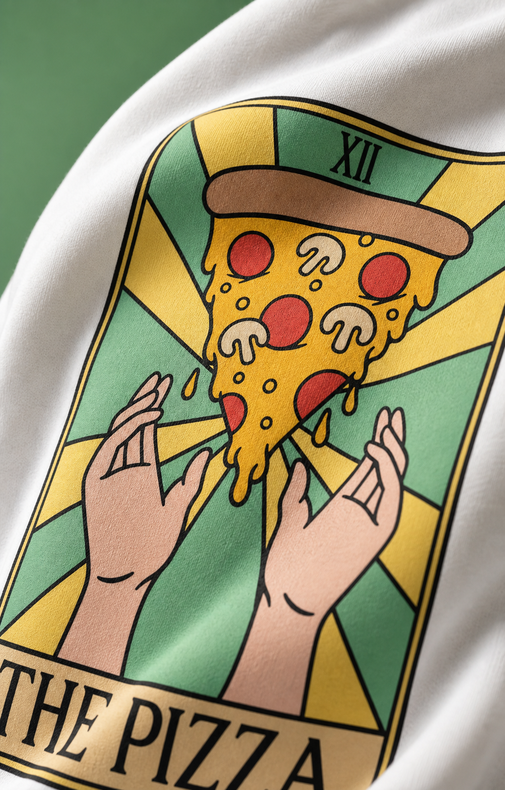 The Pizza Unisex Oversized Tee - print close-up