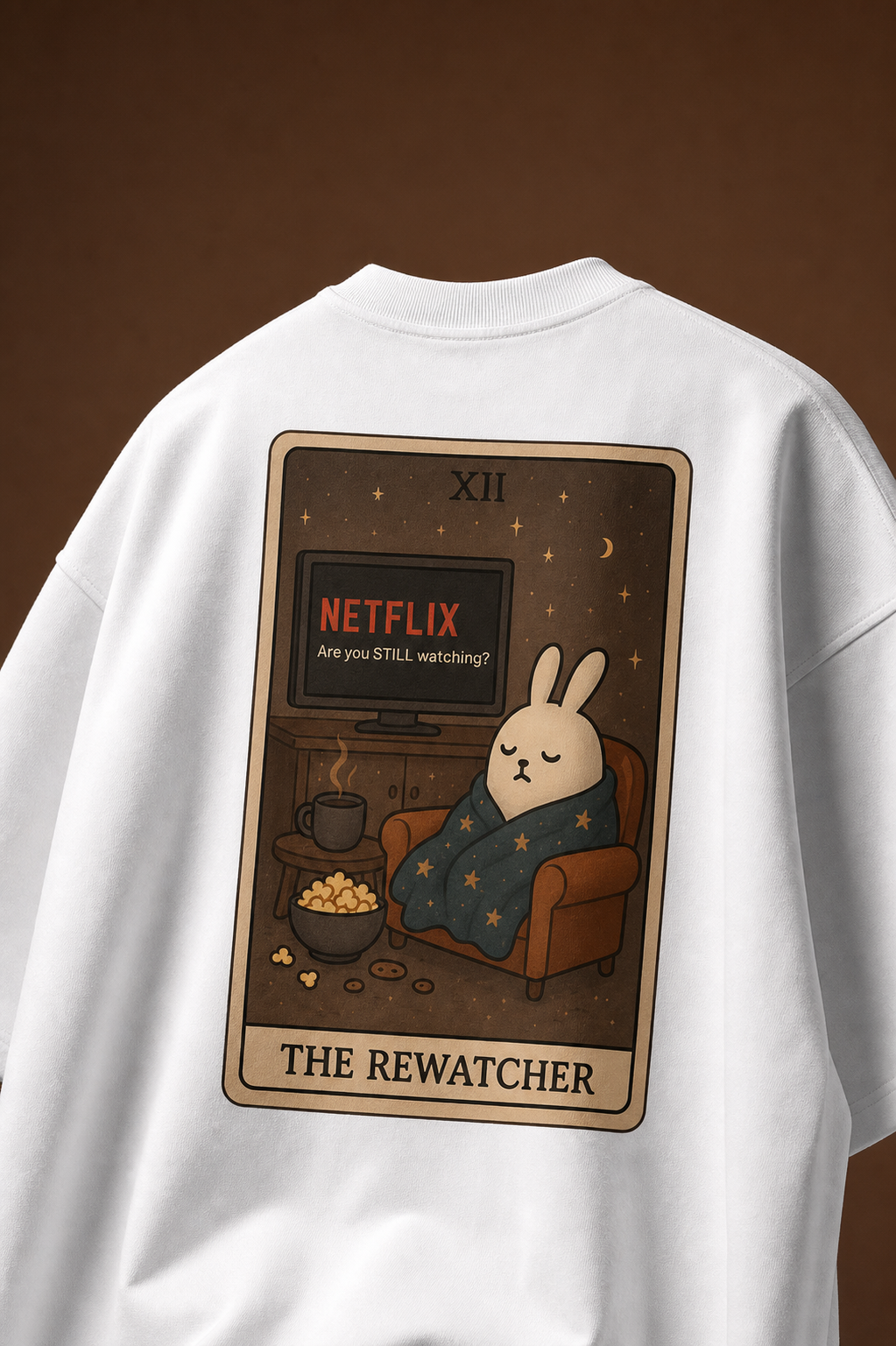 The Rewatcher Unisex Oversized Tee in white - back