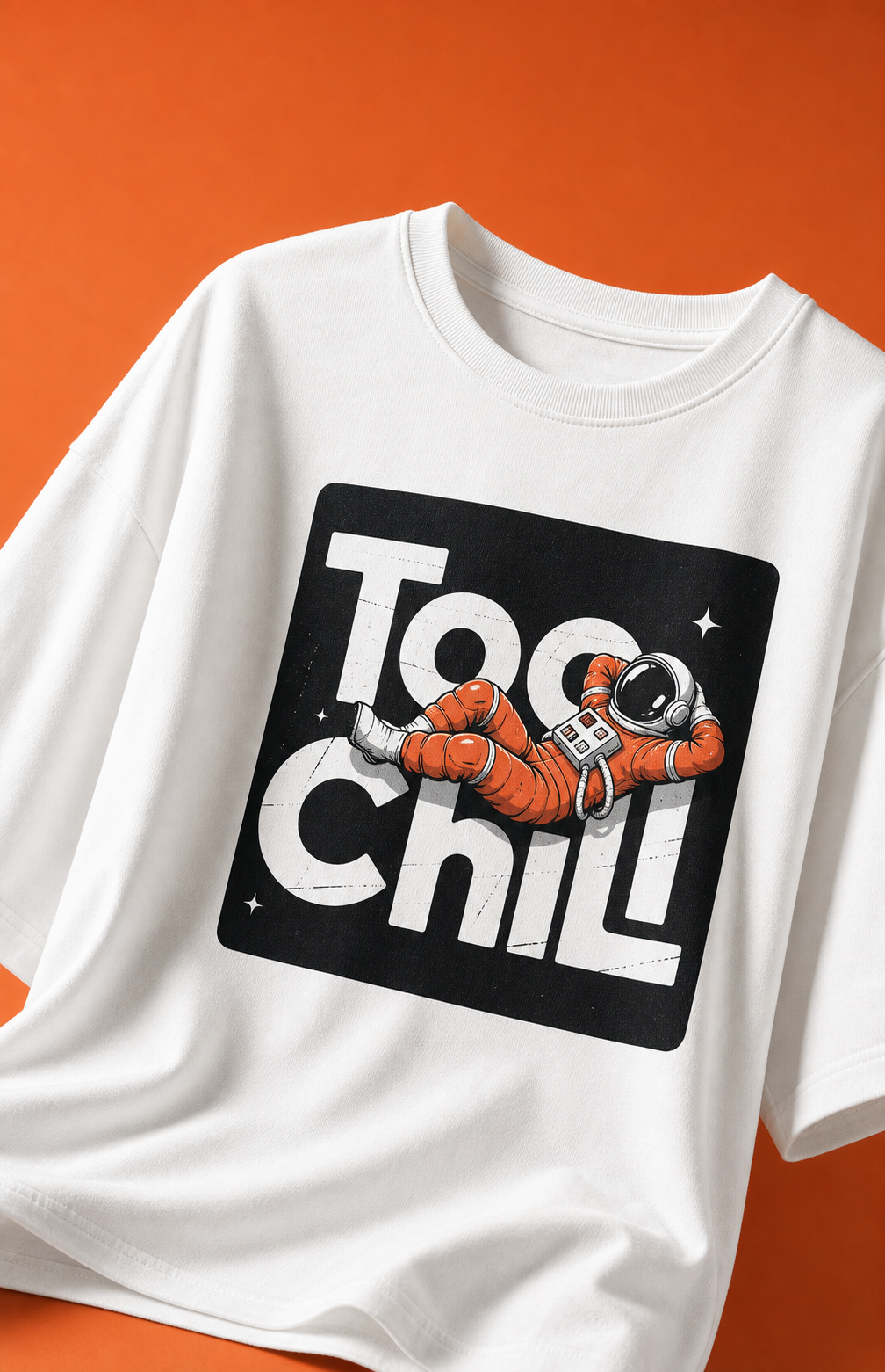 Too Chill Astronaut Unisex Oversized Tee in white - front